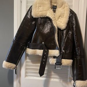 Urban outfitters faux leather and sherpa jacket. Size medium